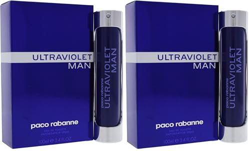 Paco Rabanne Ultraviolet Perfume For Men - Woody Oriental Fragrance - Opens With Notes Of Mint And Spicies - Blended With Amber And Vetiver - Long Lasting Scent - Eau De Toilette Spray - 3.4 Oz