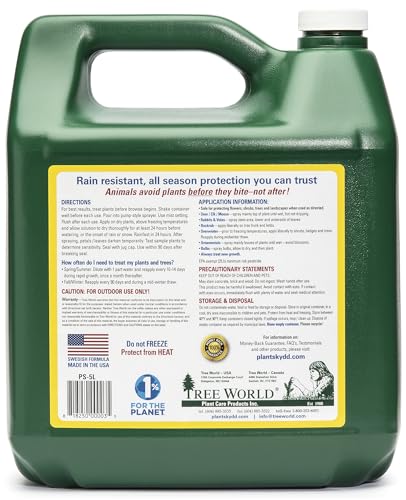 Plantskydd Animal Repellent, Deer, Rabbit, Ready-to-Use Liquid, 1.3 Gal | Year-Round Protection for Trees, Shrubs, Gardens, Flowers - Also Repels Elk