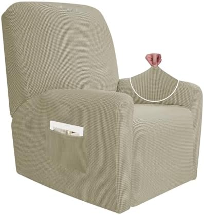 JIVINER Super Stretch Recliner Chair Covers 4 Pieces Sofa Slipcover for Reclining Chair Spandex Soft Recliner Slipcover with Pockets Recliner