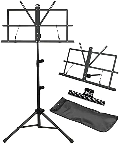 IRONTREE Sheet Music Stand with Clamp and Carrying Bag - 2 in 1 Dual-Use Desktop Book Stand, Portable and Lightweight