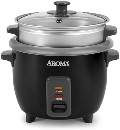 Aroma Housewares ARC-363-1NGB 3 Uncooked/6 Cups Cooked Rice Cooker, Steamer, Multicooker, 2-6 cups, Black
