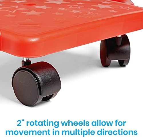 hand2mind Red Indoor Scooter Board with Handles, Sit Down Floor Scooter, Gym Activities for Kids, Indoor Sport Recess Games