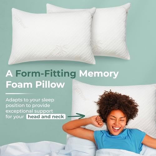 Snuggle-Pedic Adjustable Memory Foam Pillows - GreenGold Certified Pillow w/ Viscose of Bamboo Cover for Side, Stomach & Back Sleepers - Made in the USA - Standard