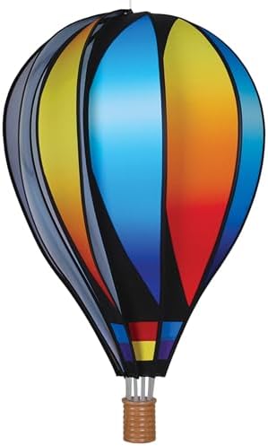 Hot Air Balloon Hanging Garden Spinner 22" - Vibrant Sunset Gradient Design, Weather-Resistant Outdoor Decor, Durable & Lightweight for Patios, Yards