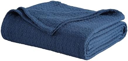 Grand Hotel Lightweight Full/Queen Blanket, 100% Cotton, Pearl Blue | All-natural yarn-dyed mercerized cotton is exceptionally durable, breathable and soft
