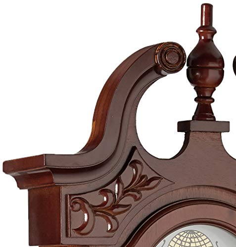 Bedford Clock Collection Grand Antique Chiming Wall Clock with Roman Numerals in a in a Cherry Oak Finish, 38" L