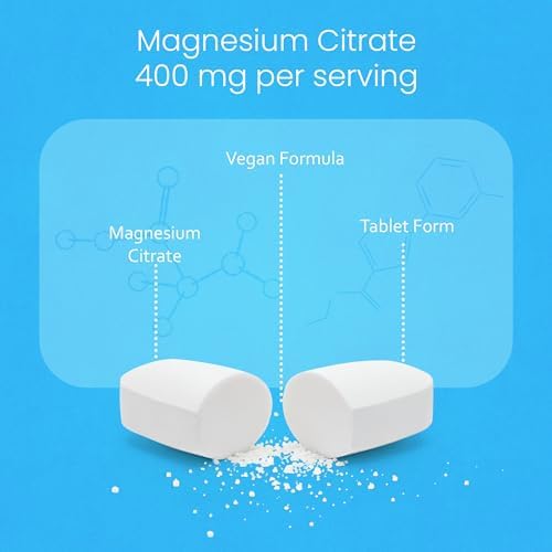 NaturaLife Labs Magnesium Citrate 400 mg per Serving – 120 Tablets, Vegan, Non-GMO