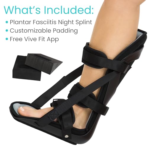 Vive Plantar Fasciitis Night Splint for Men & Women - Stabilizer Brace | Relieves Inflammation - Foot Support Boot Features Adjustable Hook and Loop Straps for Achilles Pain Relief
