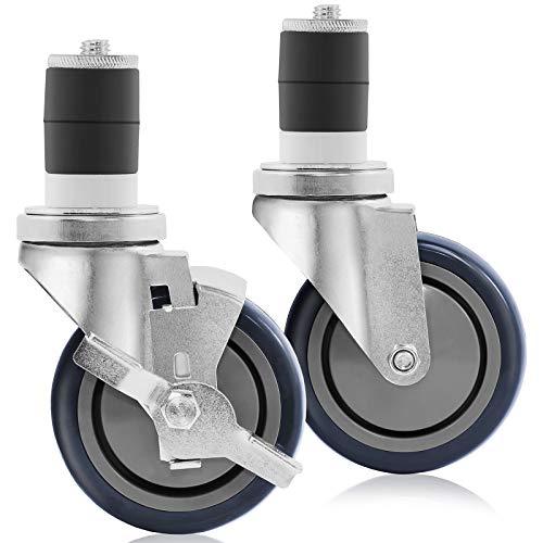 GRIDMANN 4 inch Caster Wheel Set for Commercial Kitchen Prep Tables, 2 Wheels with Brakes, 2 Without Brakes