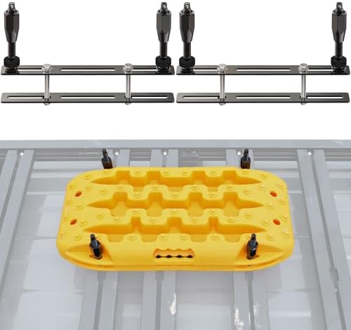 Recovery Board Mount Kit, Universal Bracket for Traction Tracks, Adjustable DIY Lockable Pin Set for Roof Rack, Crossbar & Cargo Basket