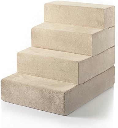 ZINUS Foam 13 Inch 2-Step Step Pet Stairs / Pet Ramp for Cats and Dogs, Extra Small, Beige