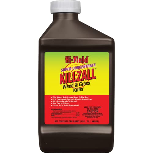 Hi-Yield (33692) Super Concentrate Killzall Weed & Grass Killer (32 oz) | Glyphosate 41% super concentrate - Kills weeds & grasses to root, mixes to treat large areas, 32 oz - Serious DIYers