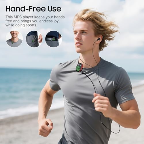 Clip MP3 Player with LED Light, idoooz 8GB X2 Mini MP3 Music Player | Clip-On MP3 Player With Shuffle and Loop Playback for Sports, Gym, Jogging
