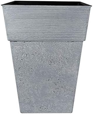The HC Companies 18 Inch Avino Tall Square Planter - Decorative Indoor Outdoor Plant Pot for Front Porch, Deck, Patio and Home, Oxidized Black