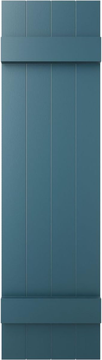 14"W x 59"H Lifetime Vinyl, Standard Four Board Joined, Board-n-Batten Shutters, w/Installation Shutter-Lok's & Matching Screws (Per Pair), Forest Green