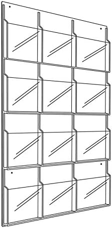 Safco Reveal Literature Rack, 12 Magazine Holder, Wall Mountable, Thermoformed Plastic Resin Construction, No Sharp Edges or Corners, Acrylic, Clear