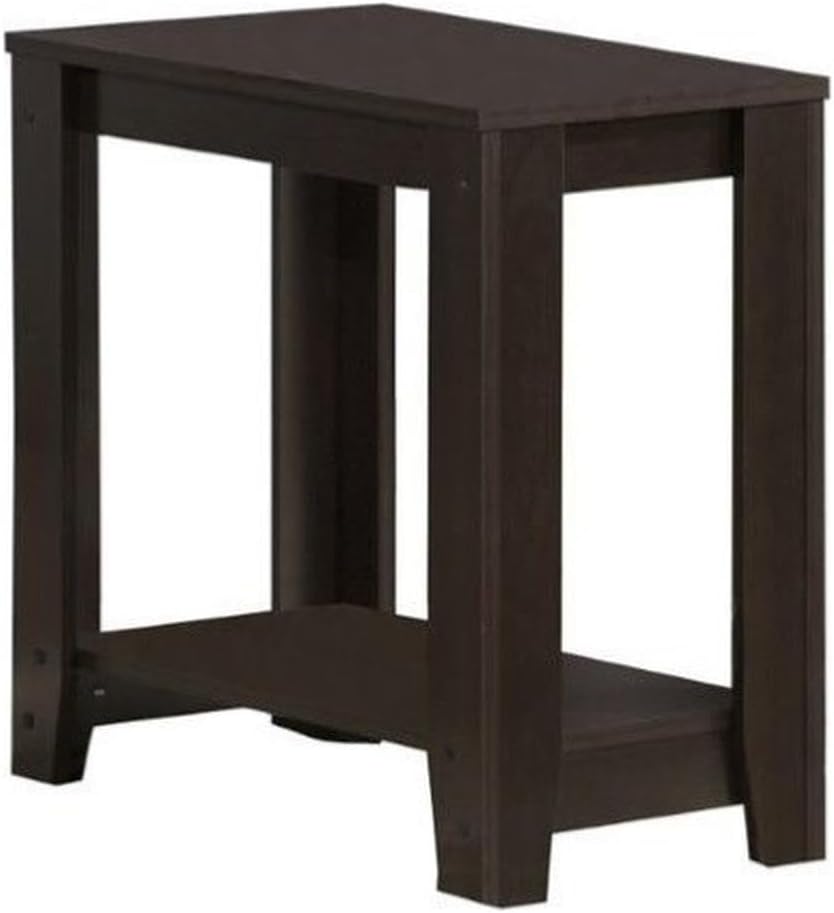 Monarch Specialties I Accent End Side-Lamp Table with Shelf, 24" x 12" x 22", Cappuccino