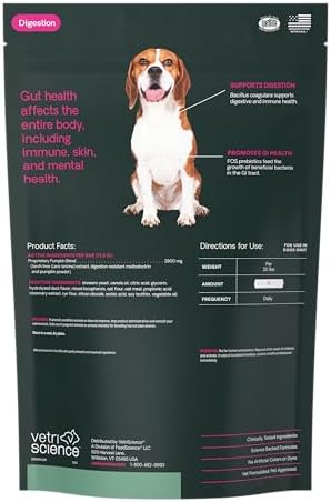 VetriScience Scoot Control Chews, Express Ease Fiber Supplement for Dogs, Pumpkin and Tree Larch Extract, Anal Gland Support, Firm Up Stools