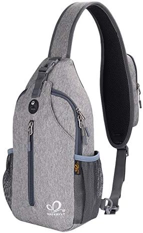 WATERFLY Crossbody Sling Backpack Sling Bag Travel Hiking Chest Bag Daypack (Black) | Small Hiking bag,Multi-compartment storage,Water-resistant,Breathable back pad,Reversible adjustable shoulder strap