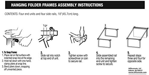 Officemate Hanging File Frame, Letter Size (Fits 24″–27″), Adjustable Heavy-Duty Steel File Drawer Organizer for Desks, Cabinets & Shelves (91964)