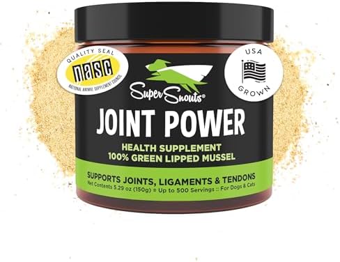 Joint Power Supplement Powder for Dogs & Cats, 2.64 oz Jar | Joint Supplement Powder made with 100% Green Lipped Mussels to Support Joints, Tendons, and Ligaments