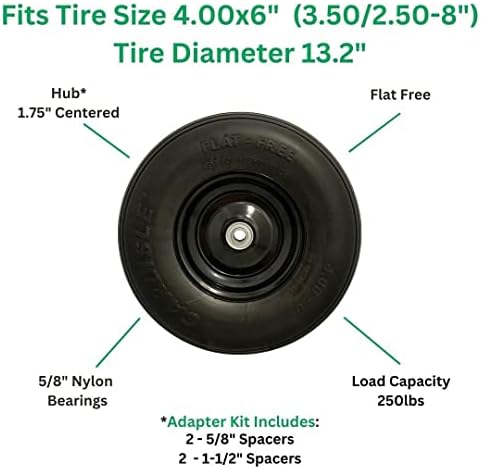 Easy Fit 4.00-6 Flat-Free Wheel Assembly for Residential Wheelbarrow
