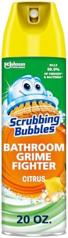 Scrubbing Bubbles Bathroom and Shower Cleaner Disinfectant Aerosol, Foaming Action Bathroom Grime Fighter, Rainshower Scent, 20oz