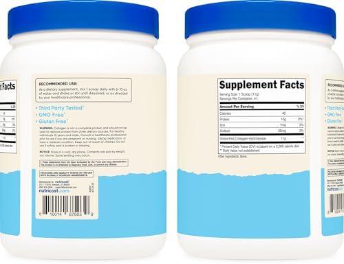 Nutricost Collagen Peptides Powder 1LB (454 G), Grass Fed Bovine | Collagen Hydrolysate, Unflavored