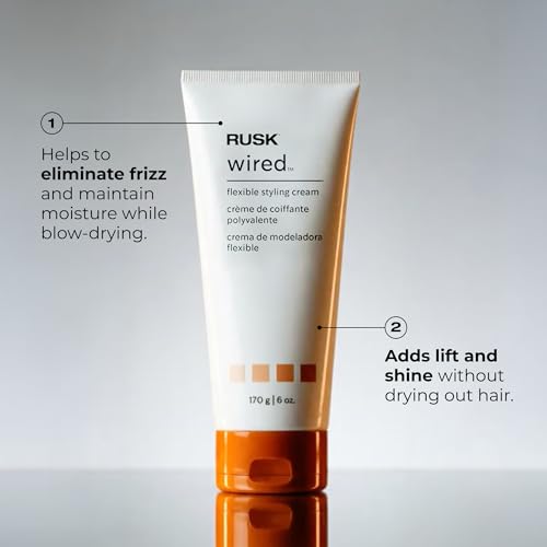 RUSK Wired Flexible Styling Cream - Frizz Control Hair Styling Products for Textured Definition & Pliable Hold - Flexible Hair Cream for All Types (6 oz)