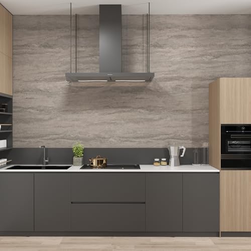 48x197inch Extra Wide Grey Marble Wallpaper Peel Stick Matte Thick Waterproof Adhesive Furniture Sticker Dark Gray Granite Textured Countertop Contact Paper Vinyl Wall Sticker for Bedroom Living Room