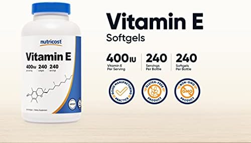 Nutricost Vitamin E 400 IU, 240 Softgel Capsules - Gluten Free, Non-GMO