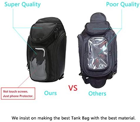 Motorcycle Tank Bag, Water Resistant with Super Strong Magnetic Gas Oil Fuel Tank Bag Black bigger Window for Honda Yamaha Suzuki Kawasaki Harley