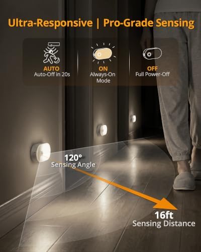 Lyridz Rechargeable Battery Night Light with Motion Sensor, 4-Pack