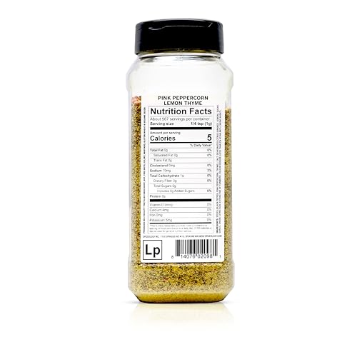 Spiceology Pink Peppercorn Lemon Thyme Seasoning, 5.4 oz | Use On: Chicken, Salmon, Shrimp, Potatoes, Butter, Vegetables, Salad Dressing, Lemon Pepper Seasoning, Vegetable Seasoning
