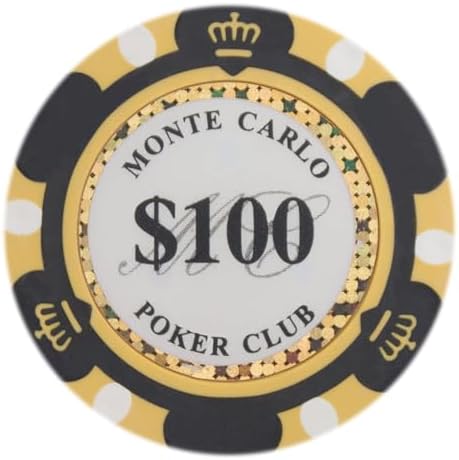 Brybelly Monte Carlo Premium Poker Chips (50-Pack) Heavyweight 14-Gram Clay Composite