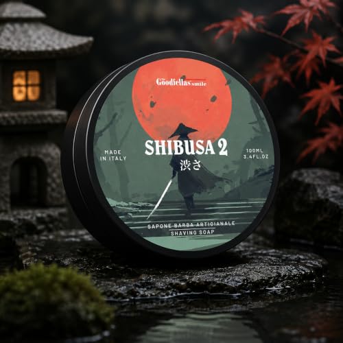 Goodfellas' Smile Shibusa 2 Tallow Shaving Soap, Made in Italy | Builds Dense, Cushioning Lather For Smooth Razor Glide, Scented With Almond, Peach
