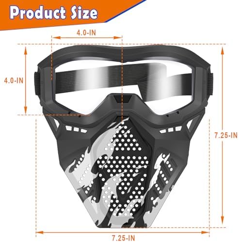POKONBOY 2 Pack Tactical Mask with Goggles Compatible with Nerf Rival , Apollo, Zeus, Khaos, Atlas, & Artemis Blasters Rival Mask Red & Blue