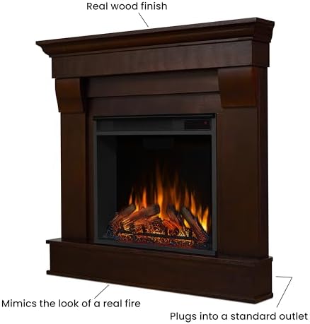 Real Flame Chateau 41" Corner Electric Fireplace with Mantel for Living Room or Bedroom, Replaceable Fireplace Insert Heater, Realistic Log and Flame Effect, Remote Control, Timer.