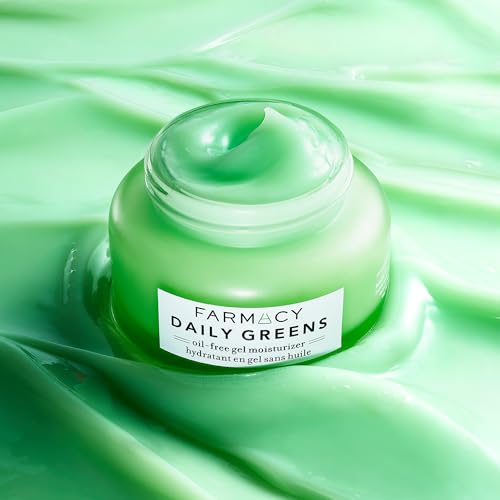 Farmacy Daily Greens Oil Free Face Moisturizer - Gel Moisturizer for Oily Skin with Polyglutamic + Hyaluronic Acid - Light Facial Moisturizer to