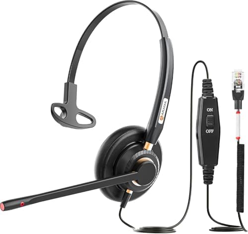 Arama RJ9 Telephone Headset for Cisco IP Phones, Mic Mute&Volume Control