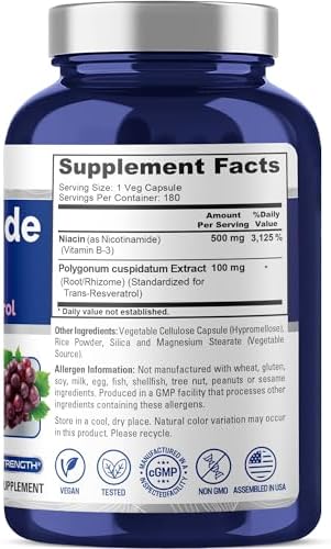 Nicotinamide & Vitamin B-3, Non-GMO, Vegan, 500mg, 180 Caps - 180 Servings