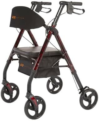 Lifestyle Mobility Aids Royal Deluxe Universal Aluminum 4 Wheel Rollators (Laser Red)