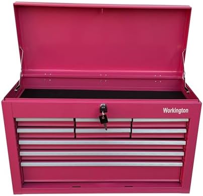 Workington Portable Metal Tool Chest with 9 Drawers, 24" 9-Drawer Tool Chest Cabinet with Ball Bearing Drawer Slides