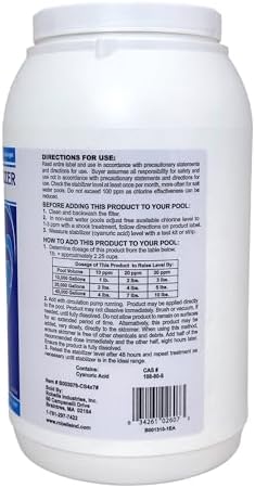 Robelle 7-Pounds Premium Chlorine Stabilizer and Conditioner, Made in USA | Concentrated Cyanuric Acid for Pools, Pool Stabilizer, Helps Chlorine Last Longer, 6 oz raises CYA 10 ppm per 5,000 gallons