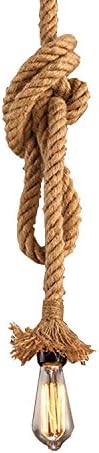2 Heads Vintage(1.5+1.5 Meter) Hemp Rope Pendant Light Fixture E26/E27 Base,Retro Hemp Rope Hanging Light Vintage Ceiling Light Lamp Retro Style for Dining Hall Restaurant Bar Lighting,110V …