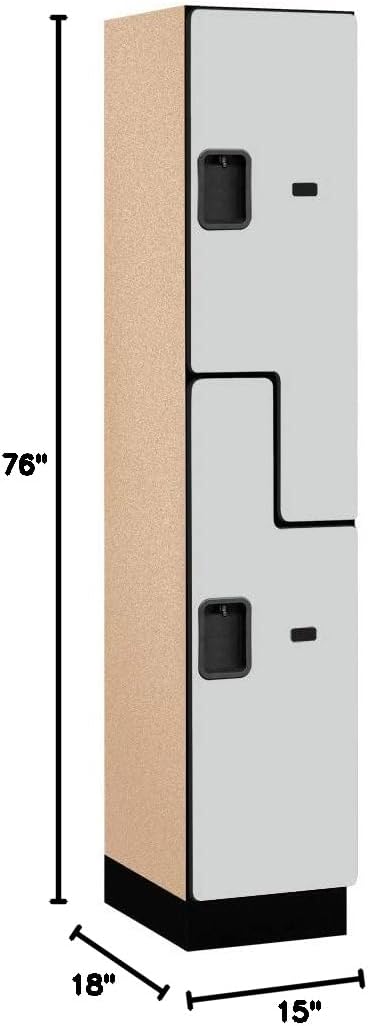 Salsbury Industries 2-Tier S-Style Extra Wide Designer Wood Locker with One Wide Storage Unit, 6-Feet High by 18-Inch Deep, Mahogany