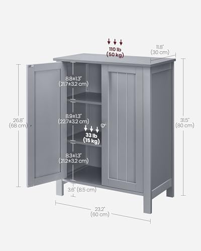 VASAGLE Floor Storage Cabinet, Freestanding Storage Unit with 3 Drawers, 1 Adjustable Shelf, for Bathroom Living Room Dining Kitchen, 11.8 x 23.6 x 31.5 Inches, Cloud White UBBC049WH01S