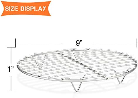 E-far Round Cooking Racks - Size 7½” & 9” & 10½” - Stainless Steel Round Steaming Baking Cooling Rack Set of 3, Multi-Purpose for Canning Air Fryer Pressure Cooker, Dishwasher Safe
