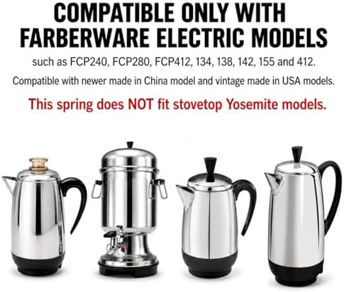 Univen Pump Tube Spring Compatible with Faberware Electric Coffee Percolators FCP240 FCP280 FCP412 134 138 142 155