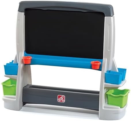Step2 Jumbo Art Easel, Kids Art Activity Table, Double-Sided Dry Erase and Chalkboard, Storage Bins and Trays
